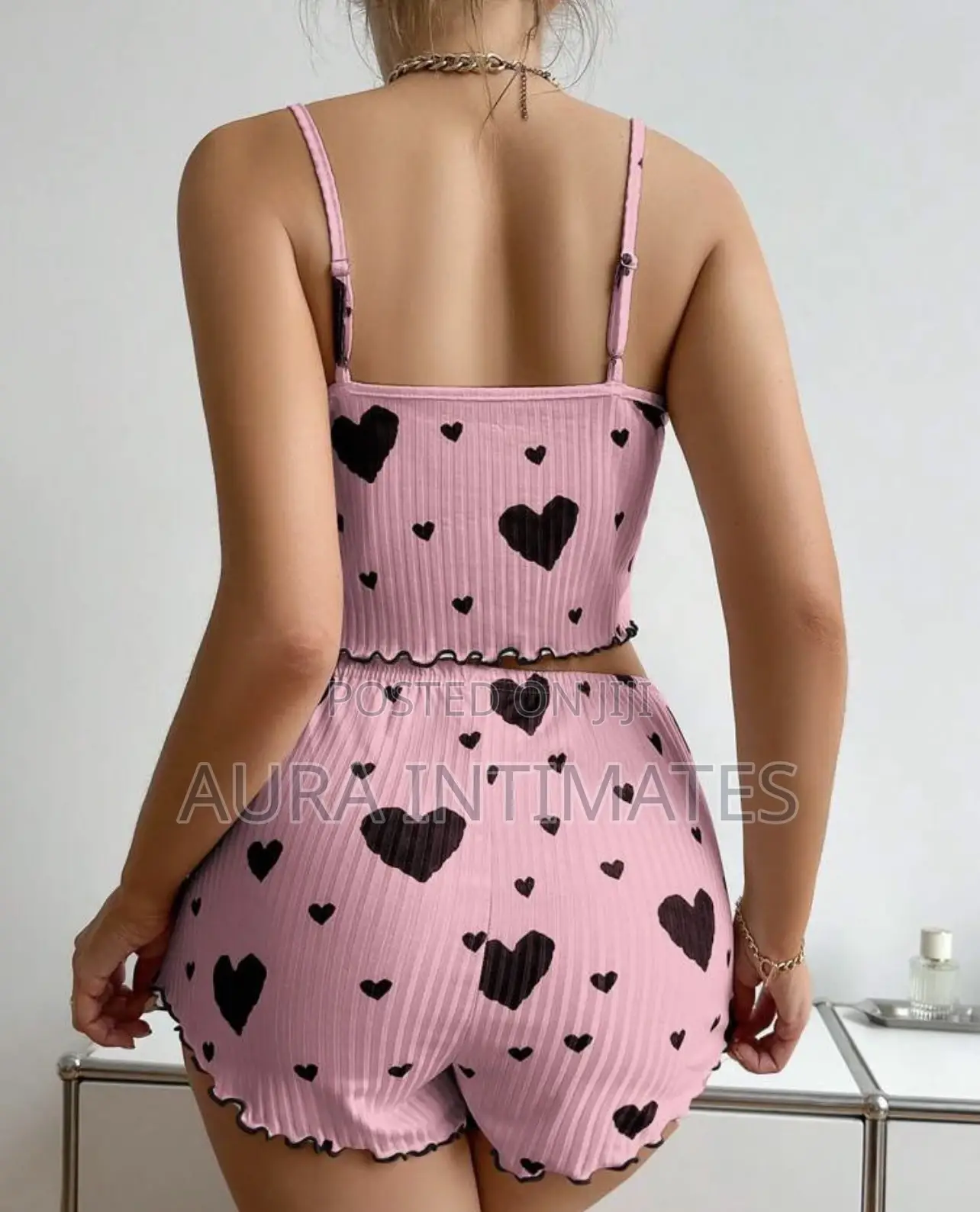 Heart Print Bow Nightwear
