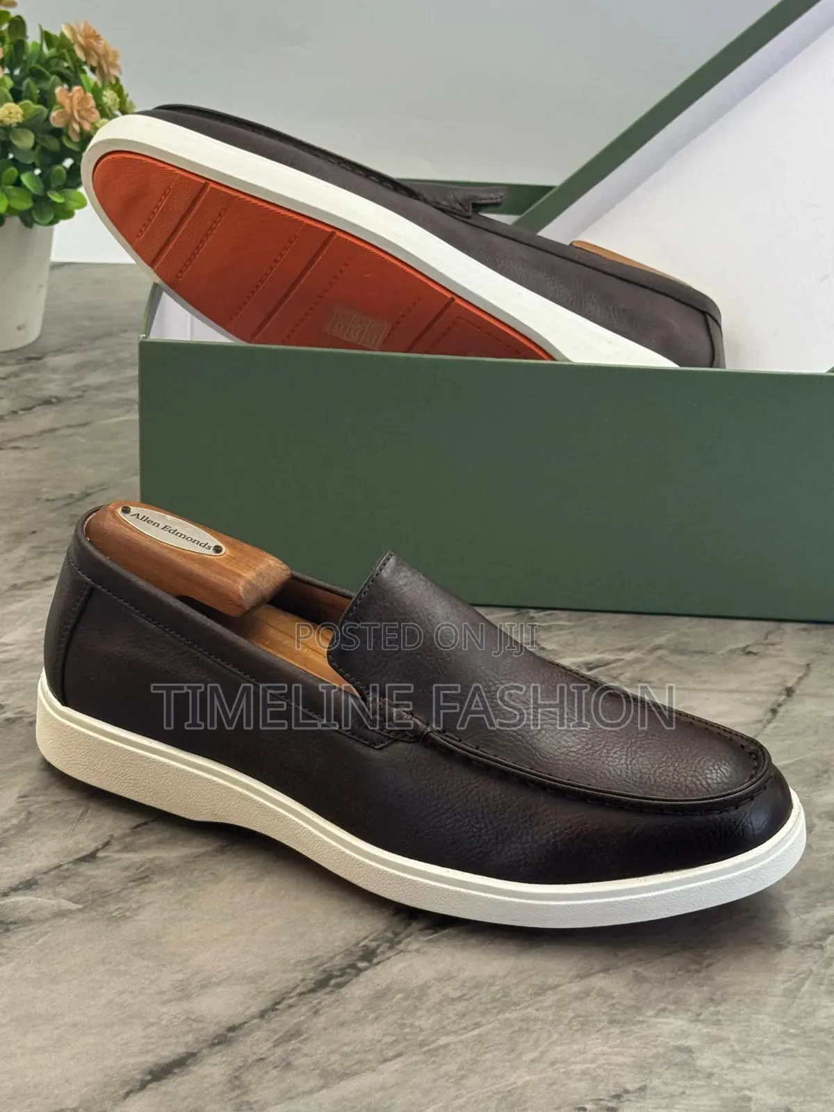 Coffee Brown Hermes Leather Easy Wear Sneakers