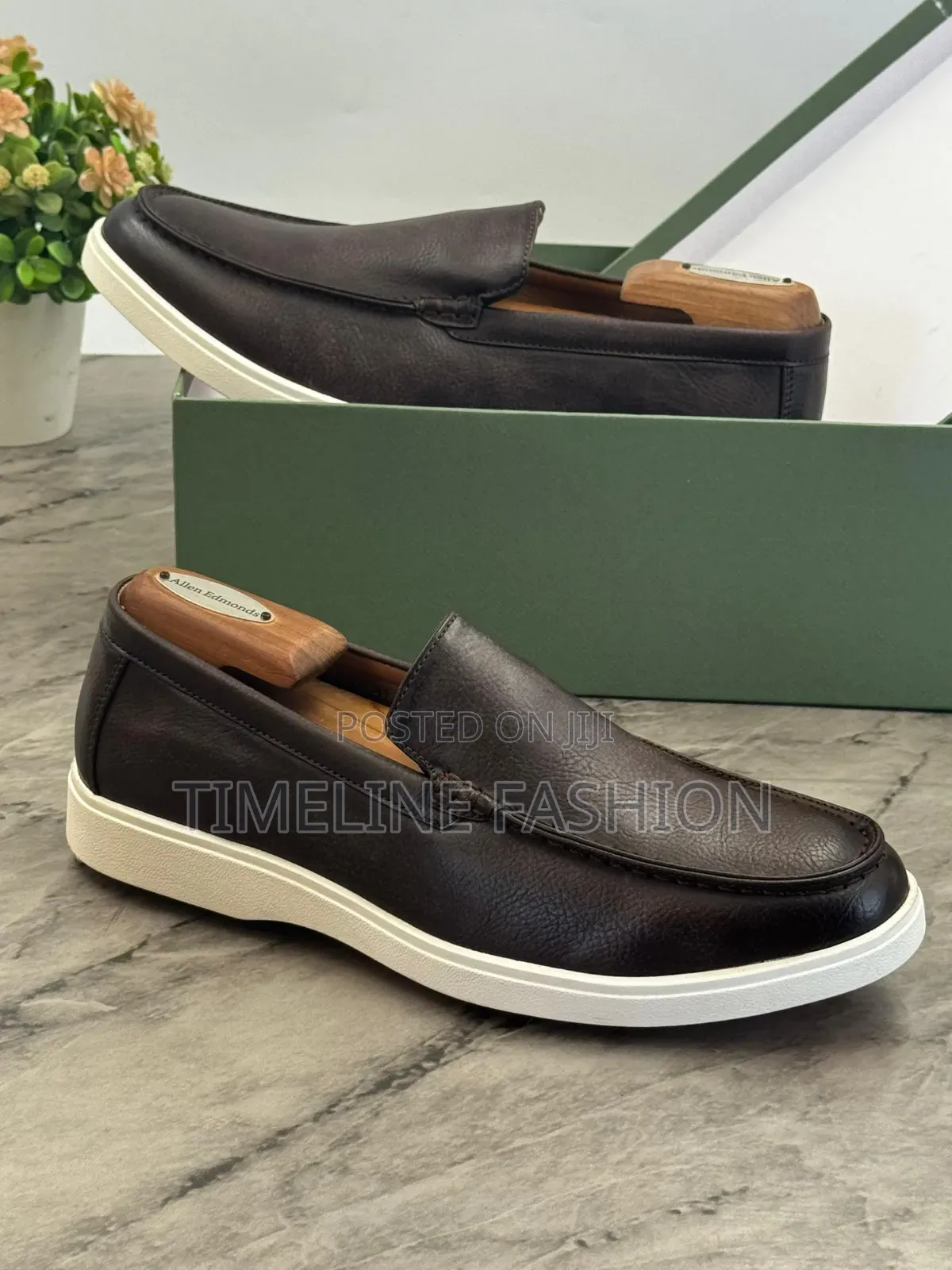 Coffee Brown Hermes Leather Easy Wear Sneakers