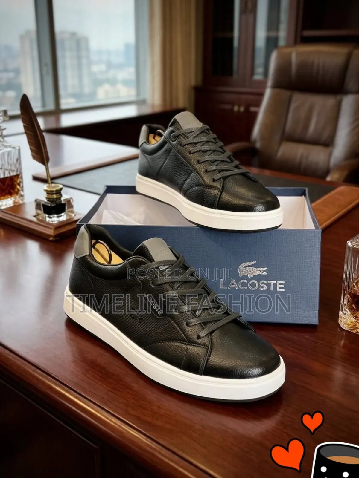 Black and White Lacoste Durable Sneakers