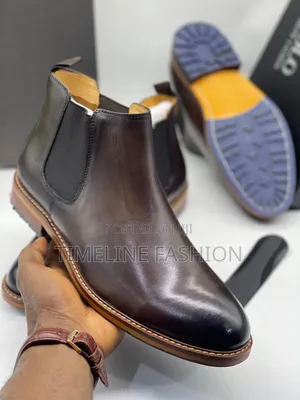 Coffee Brown Polo Men's Easy Wear Leather Ankle Boots