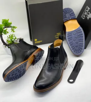 Black Leather Polo Men's Ankle Boots