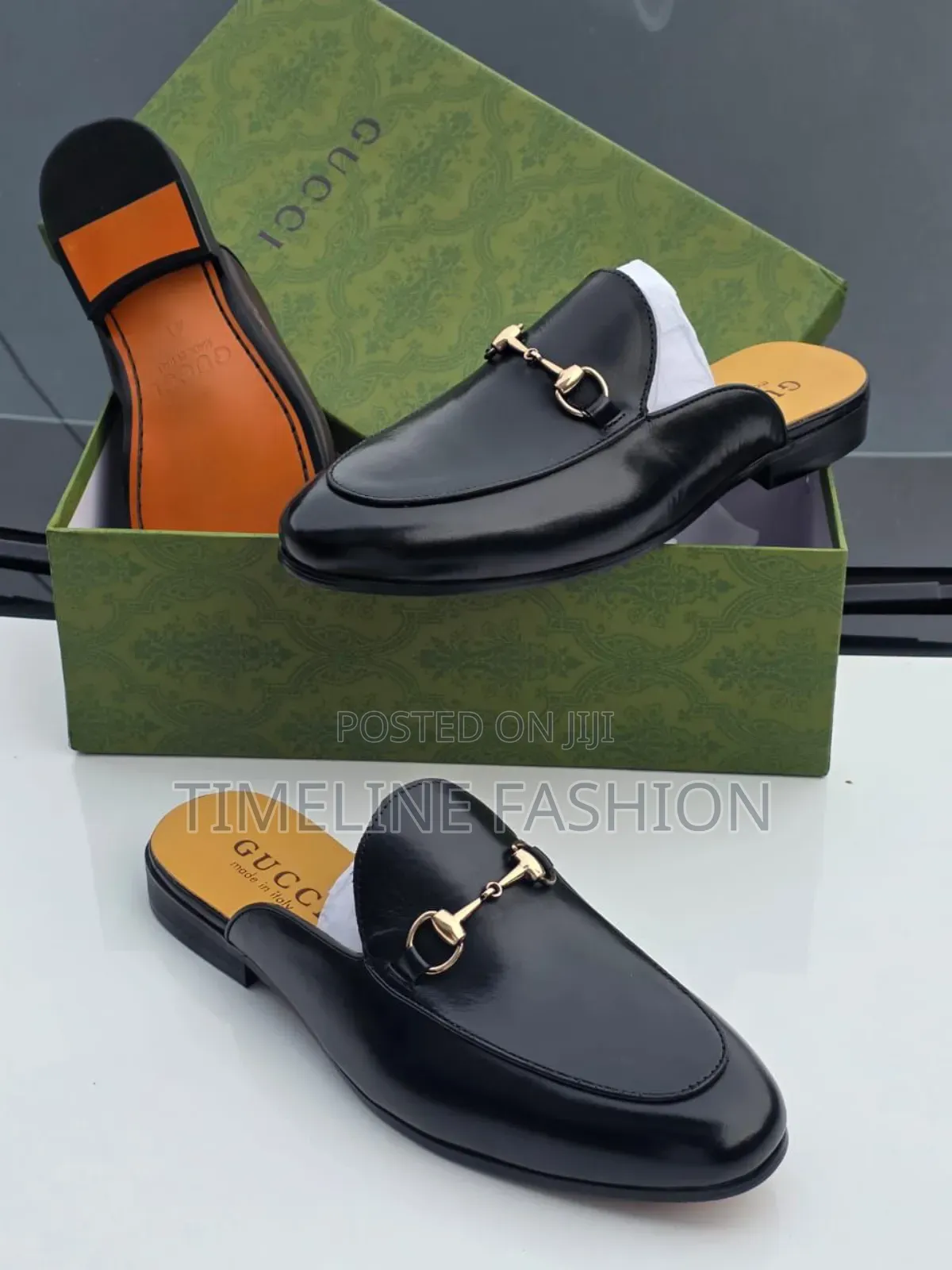 Quality Gucci Men's Black Leather Half Shoes