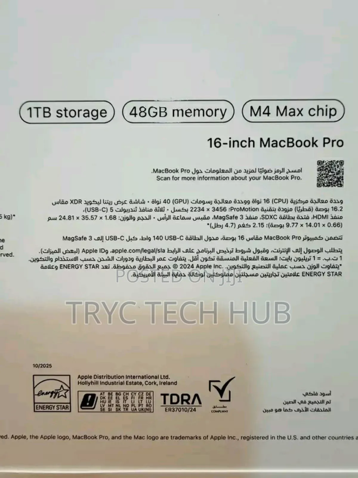 New Apple MacBook Pro 2024 M4 Max 16-inch 48GB Apple M4 Max SSD 1T