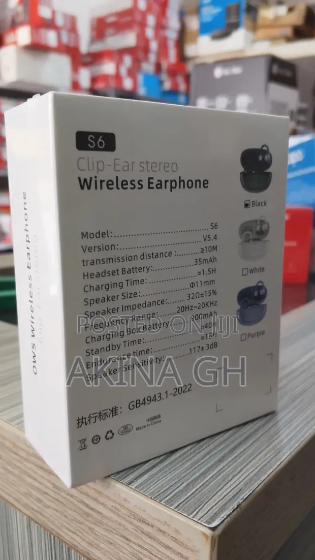 S6 Ows Wireless Earphones Clip Ear Stereo 2