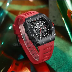 Curren 8438 Red Silicone Strap Watch for Men Sports Casual Wristwathes