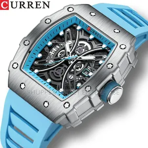 Curren 8438 Blue Silicone Strap Watch Men Sports Casual Wristwathes
