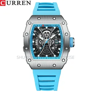 Curren 8438 Blue Silicone Strap Watch Men Sports Casual Wristwathes