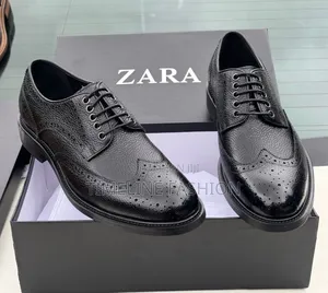 Zara Men's Black Leather Lace Up Shoes Size 39_46