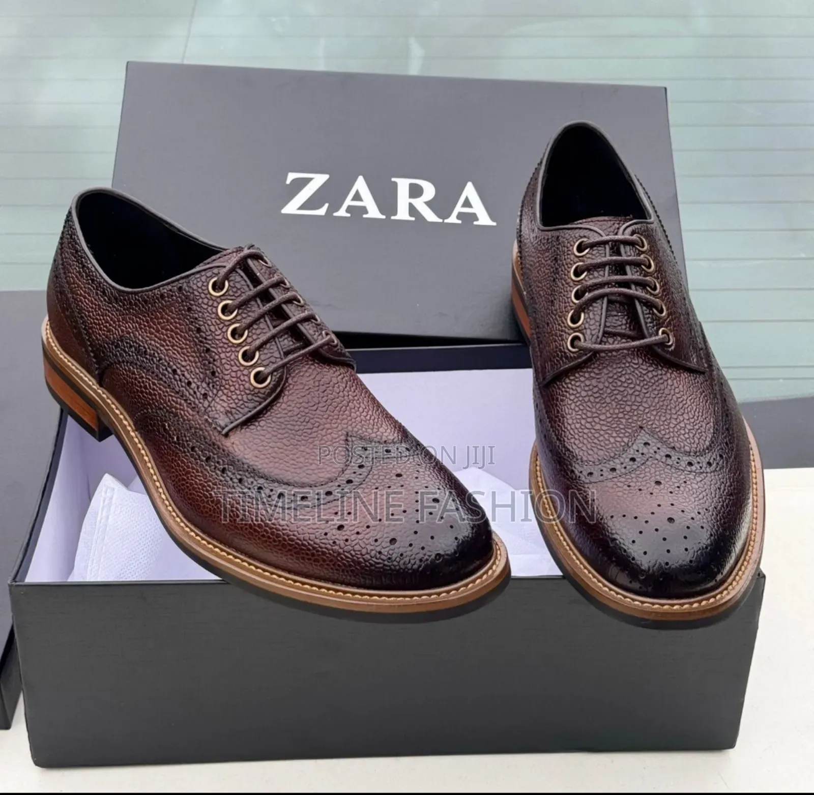Genuine Leather Zara Men's Shoes Coffee Brown Size 39_46