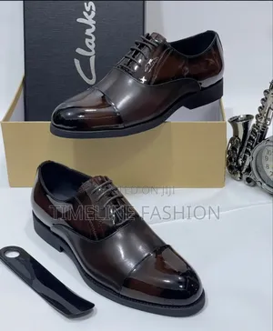 Clark's Coffee Brown Mirror Leather Luxury Men's Shoes