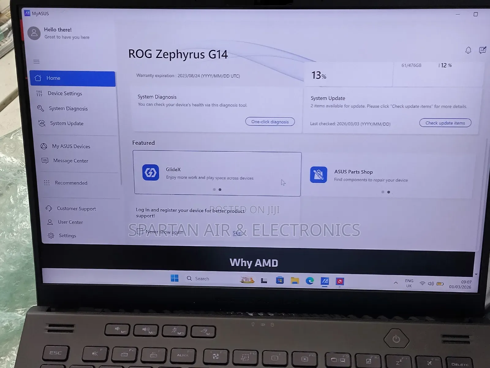 Laptop Asus ROG Zephyrus G14 40GB AMD Ryzen 7 SSD 512GB
