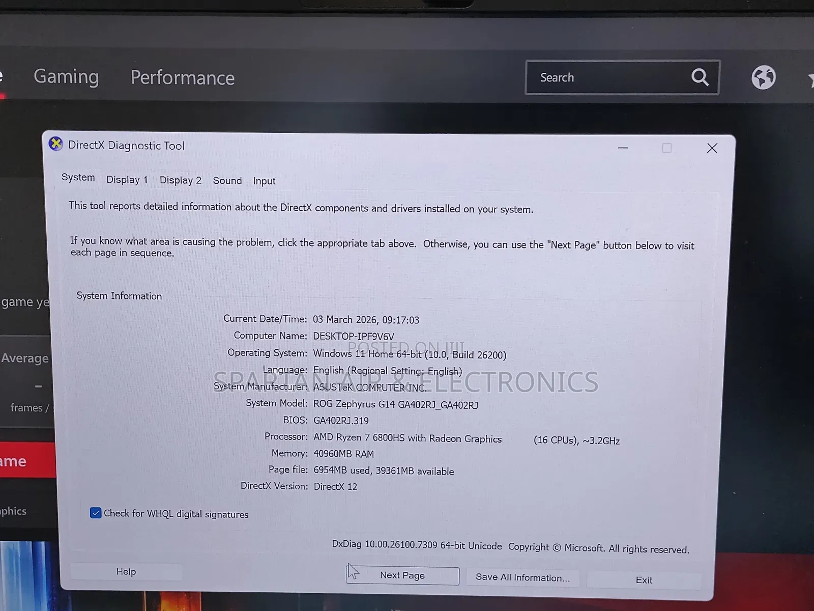 Laptop Asus ROG Zephyrus G14 40GB AMD Ryzen 7 SSD 512GB