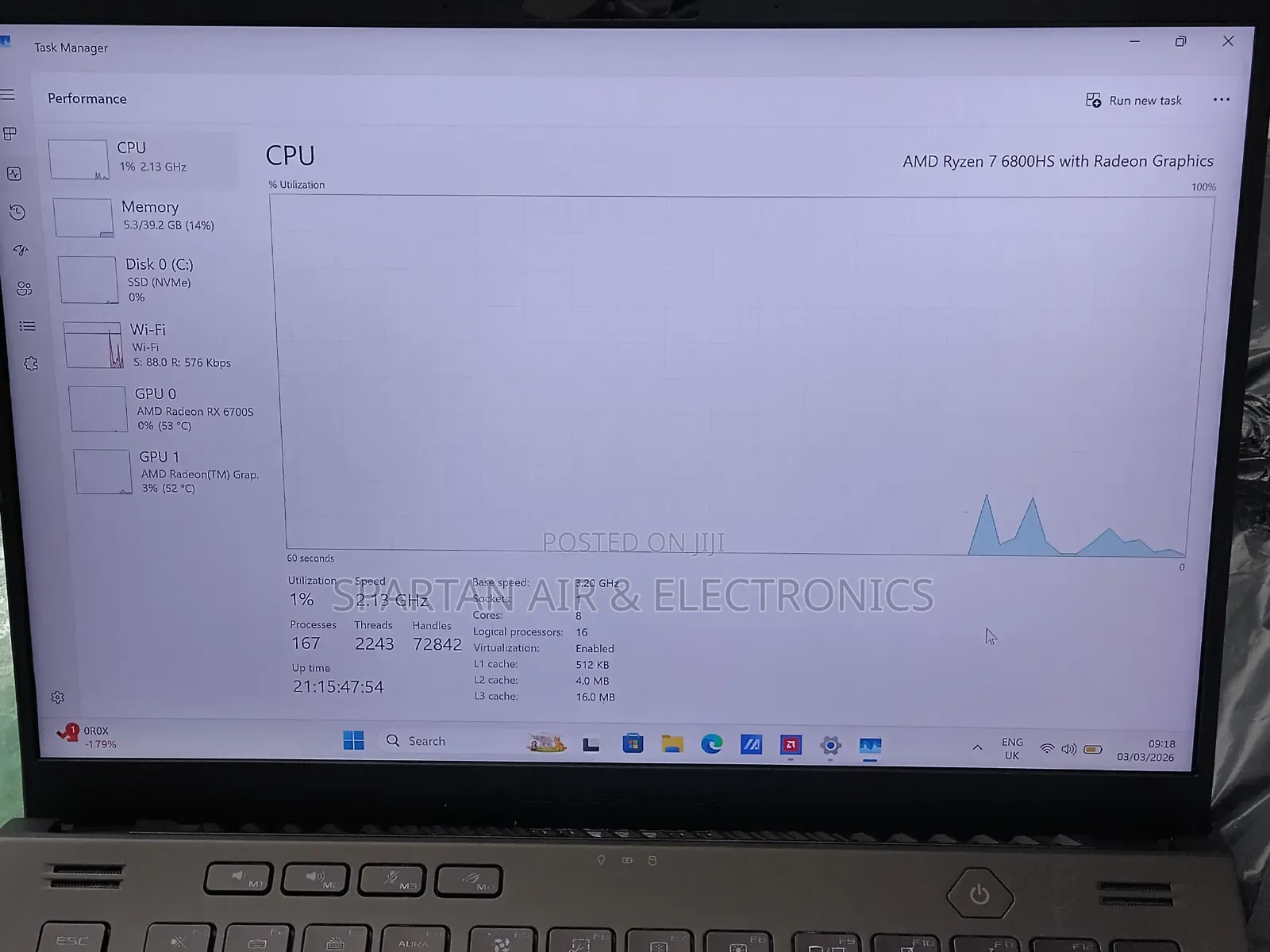 Laptop Asus ROG Zephyrus G14 40GB AMD Ryzen 7 SSD 512GB