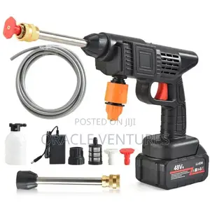 48v Rechargeable Pressure Washer Gun Machine Tool For Cars - Black