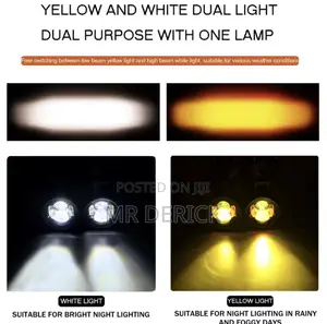 100w Motorcycle Headlight Fog Lights Led Driving Light Dual Color