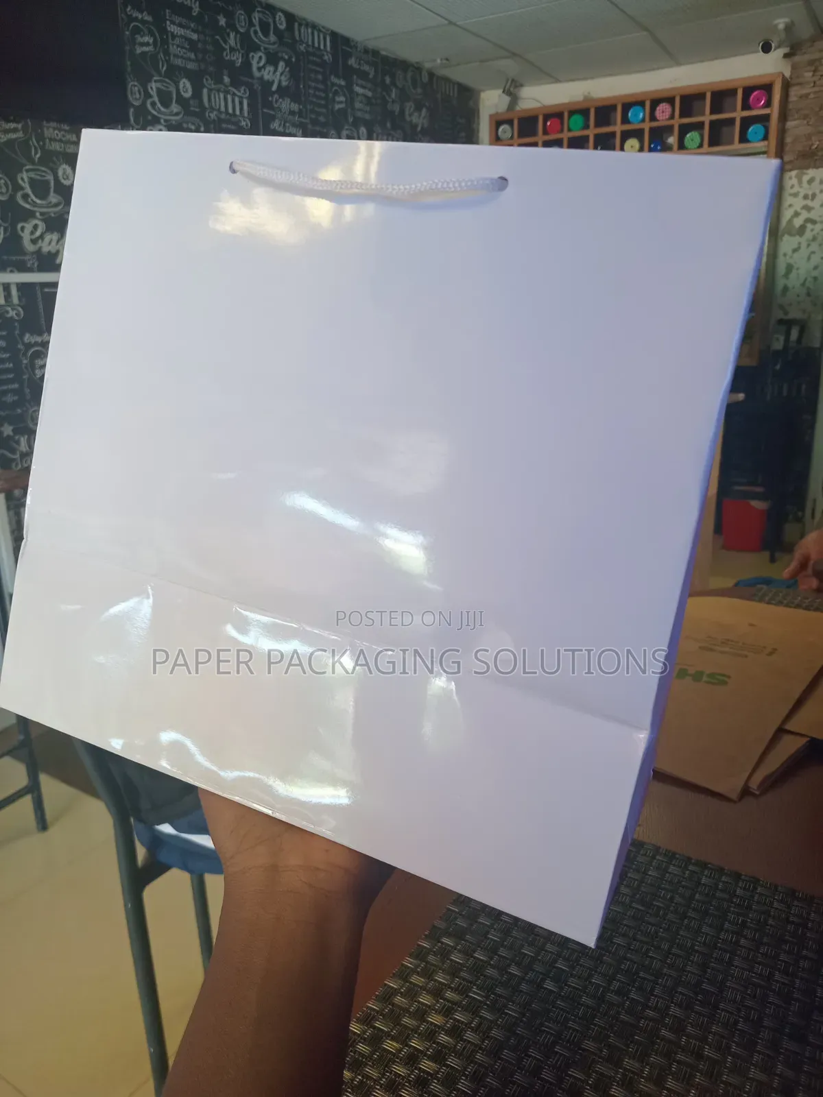 White Glossy Bag With Handle