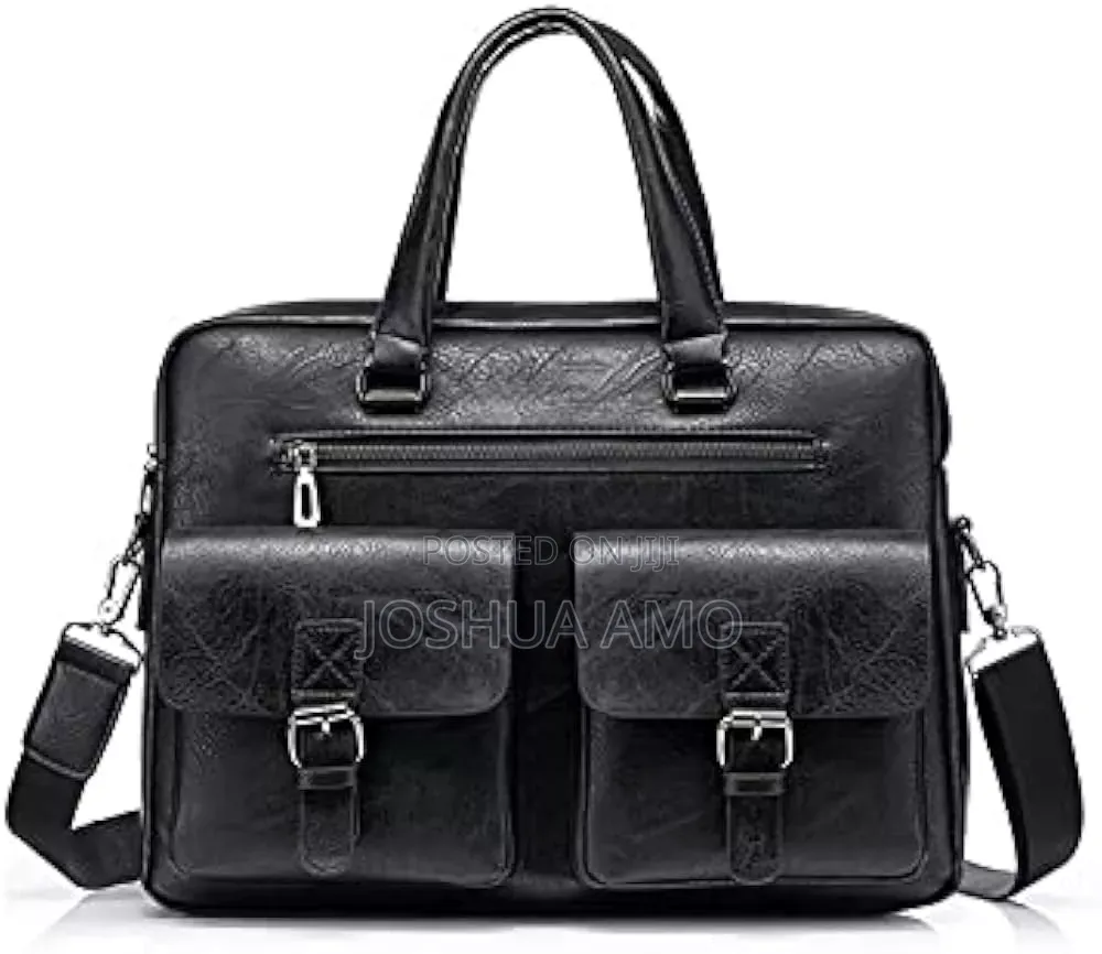 Men’S Faux Leather Briefcase Laptop Bag With Shoulder Strap for sale ...