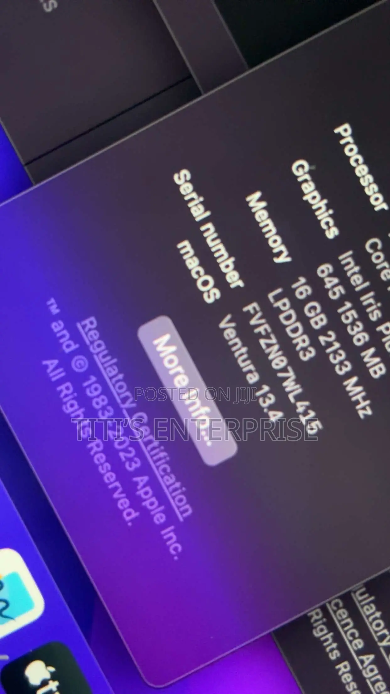 Laptop Apple MacBook Pro 2019 16GB Intel Core i5 SSD 256GB
