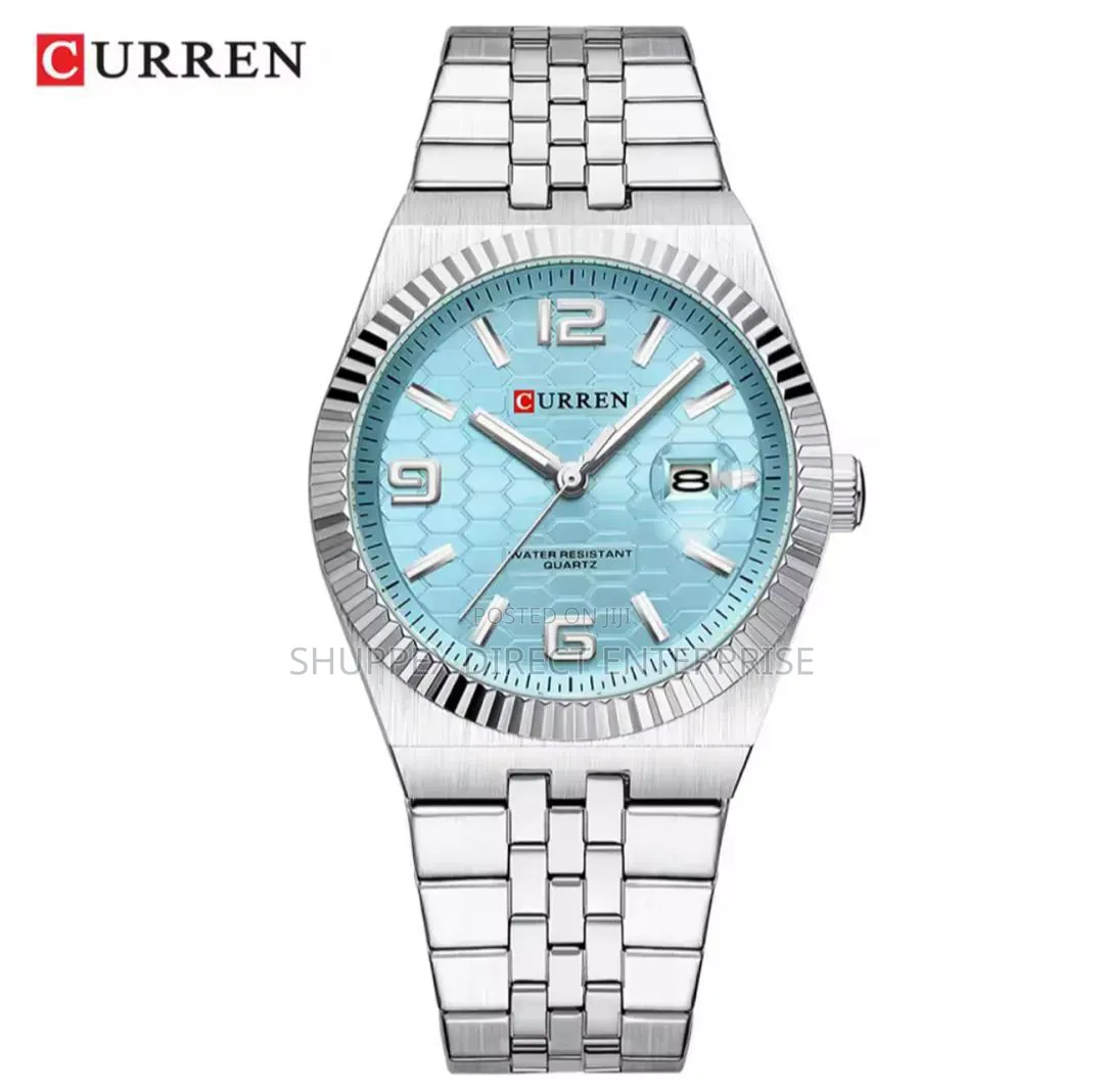 Curren 8498 Silver With Blue Dial Luxury Quartz Watch for Men