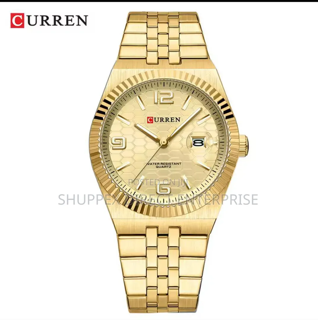 Curren 8498 Gold Luxury Quartz Watch for Men - Gold Dial