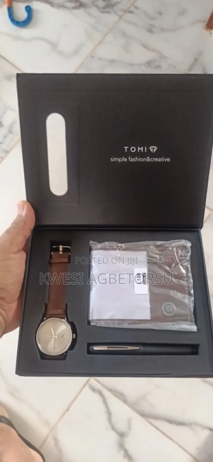 Tomi 3pcs Simple Business Men Watch Wallet Gift Box Set