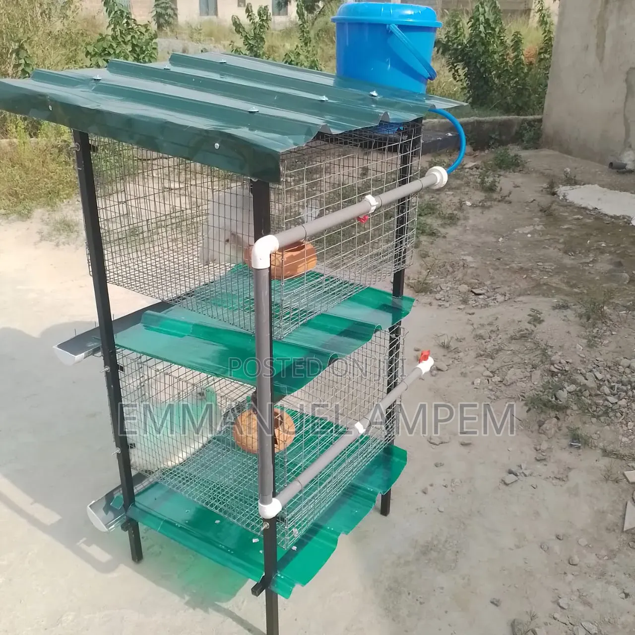 2 Unit Galvanised Cage for Rabbits and Grasscutters