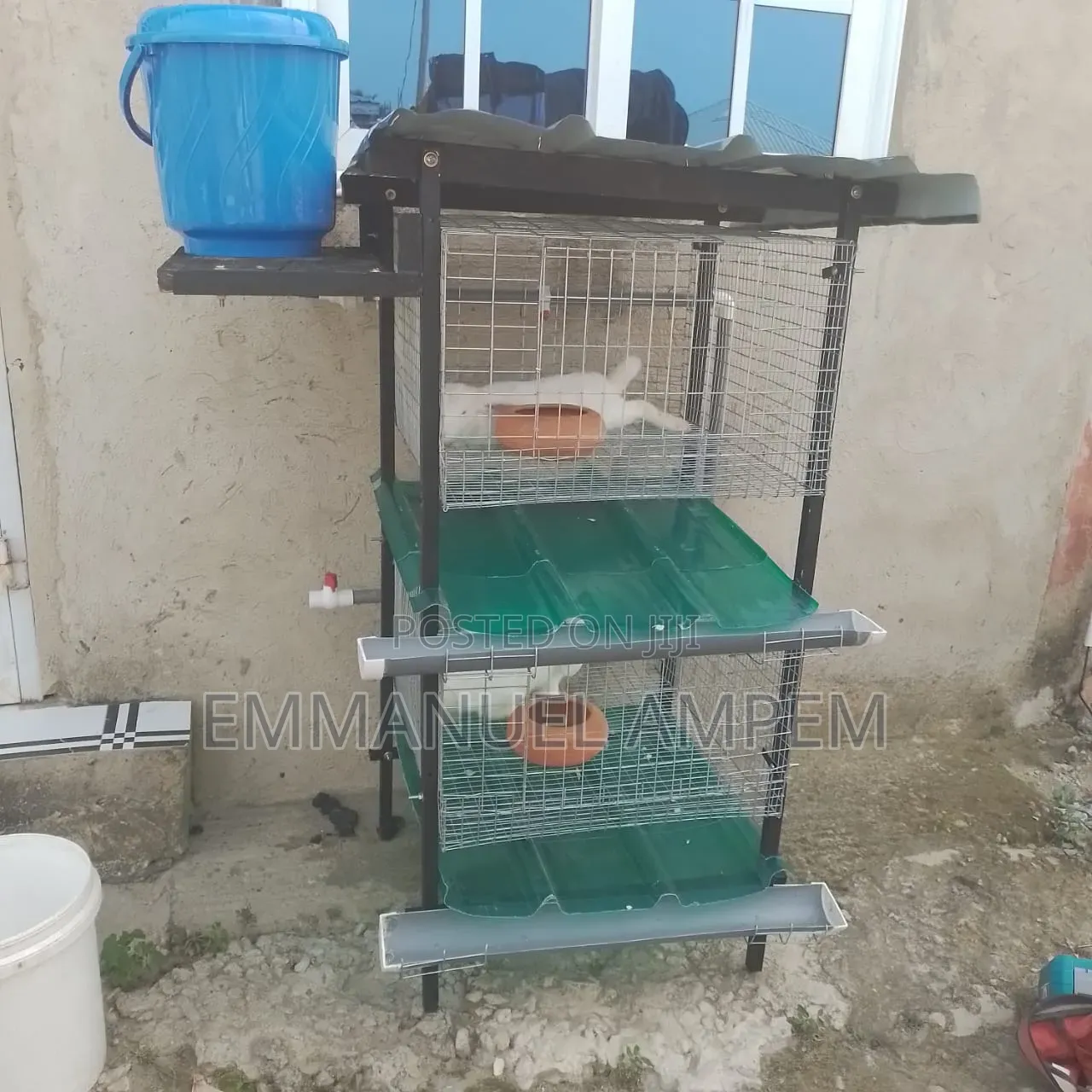 2 Unit Galvanised Cage for Rabbits and Grasscutters
