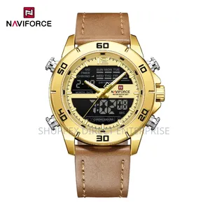 Naviforce 9253 Mens Leather Digital Analog Quartz Wristwatch