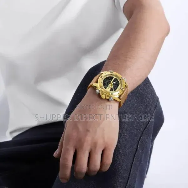 Naviforce 9253 Mens Leather Digital Analog Quartz Wristwatch