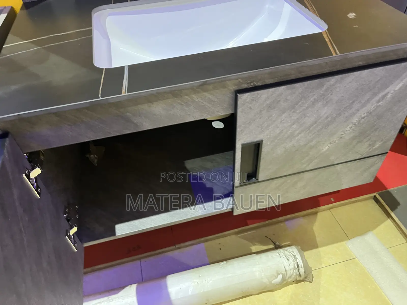 Cabinet Basin With Mirror Dark Grey Colour #Ca9136