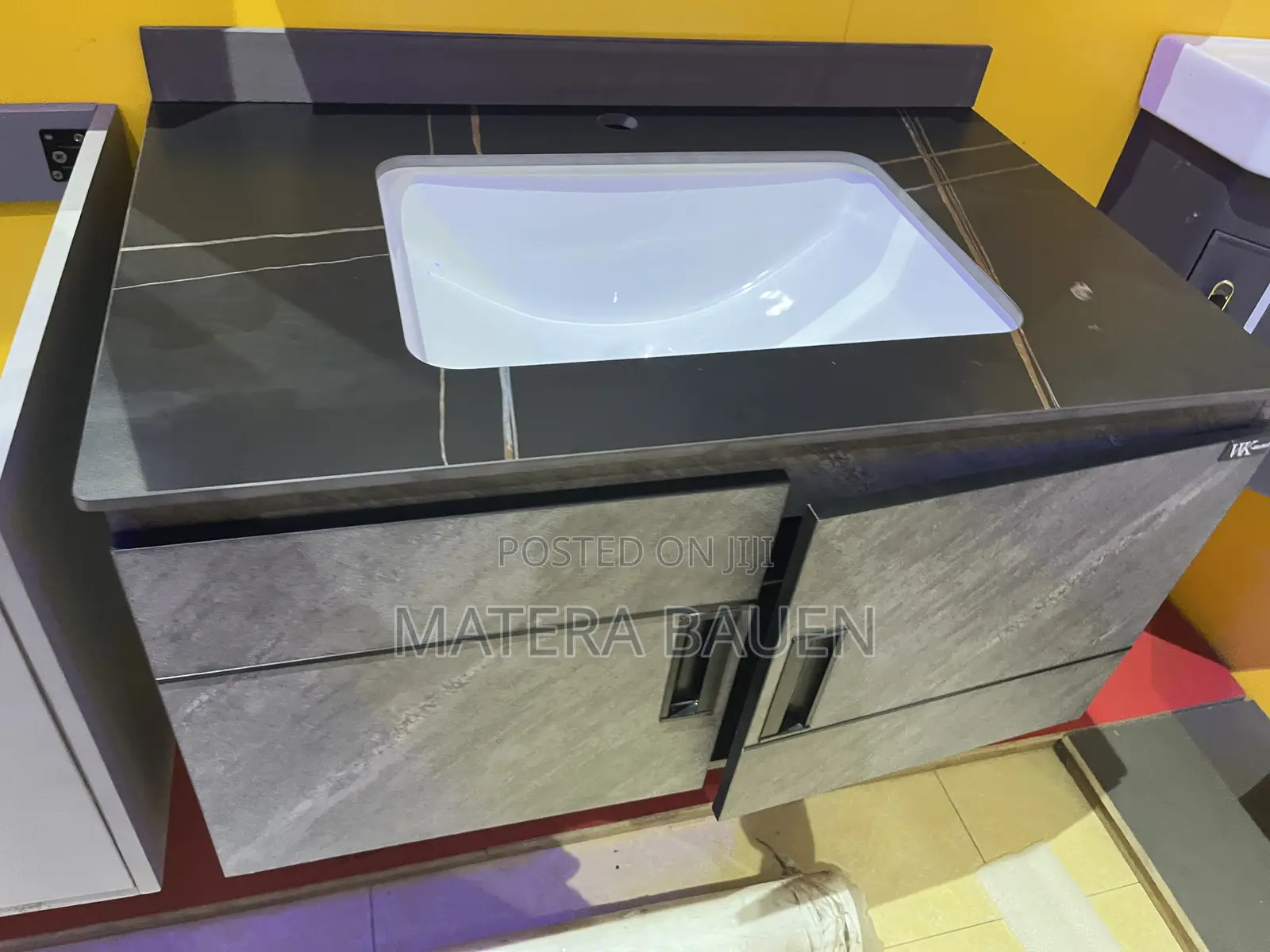 Cabinet Basin With Mirror Dark Grey Colour #Ca9136