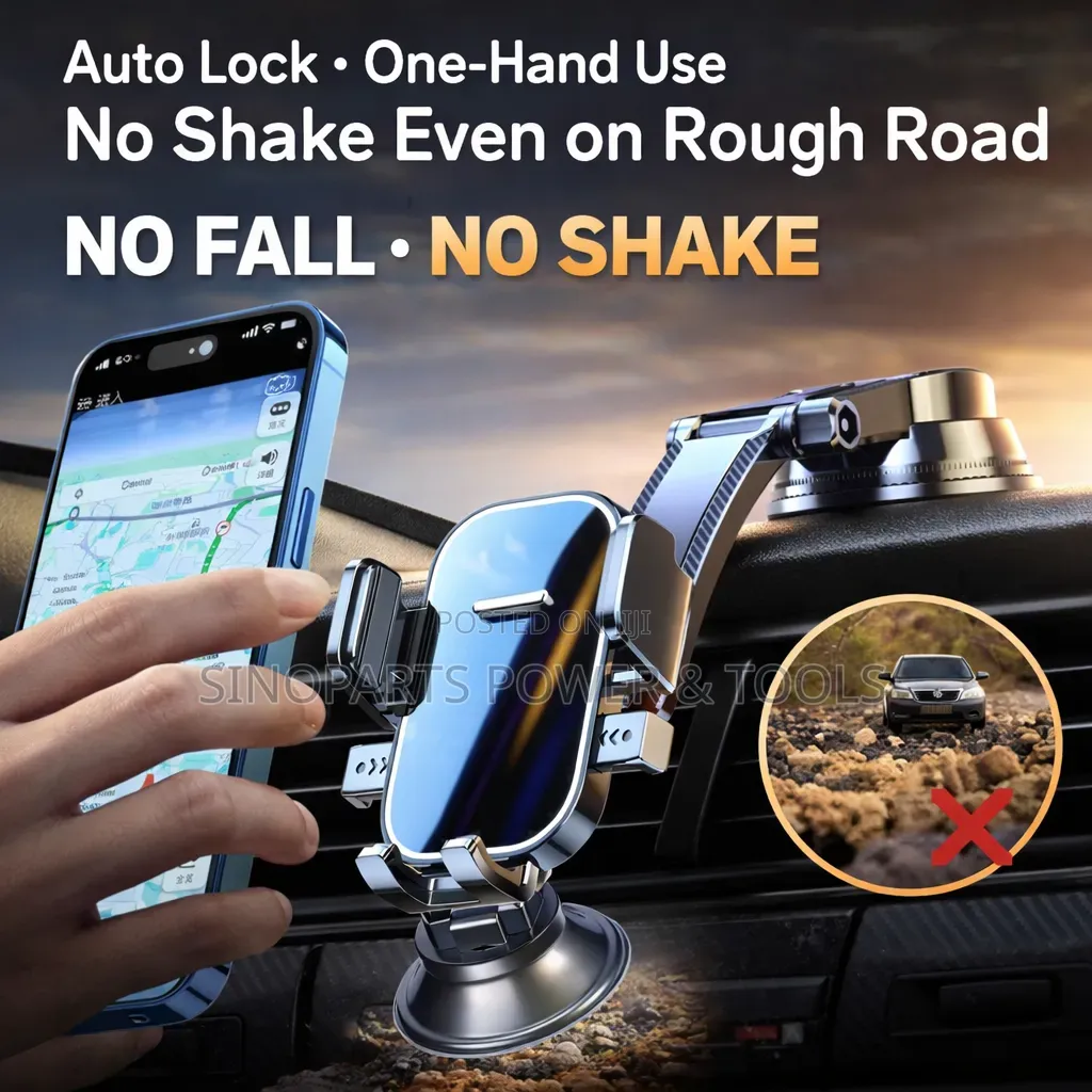 Car Phone Holder Auto Lock Strong Suction Foldable Stable