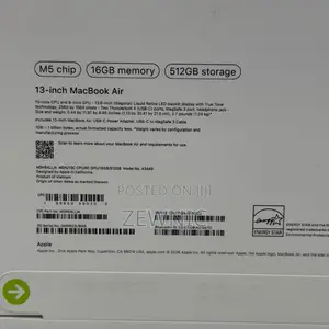 New Laptop Apple MacBook Air 2026 M5 13-inch 16GB Apple M5 SSD 512GB