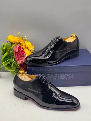 Christian Dior Officers Mirror Leather Lace Up Shoes Size 39_46 Black