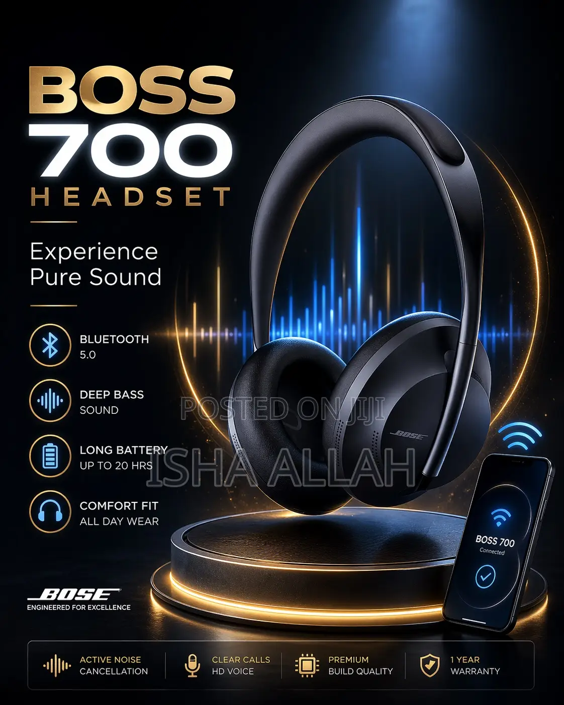 Quality Premium Headphones Bose 700