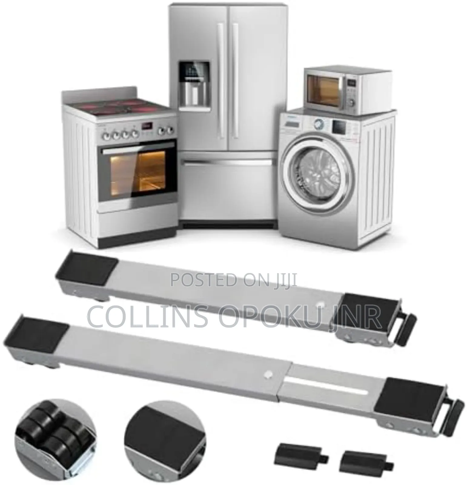 Extendable Appliance Movers 2pcs - For Fridge, Washing Machines -Black