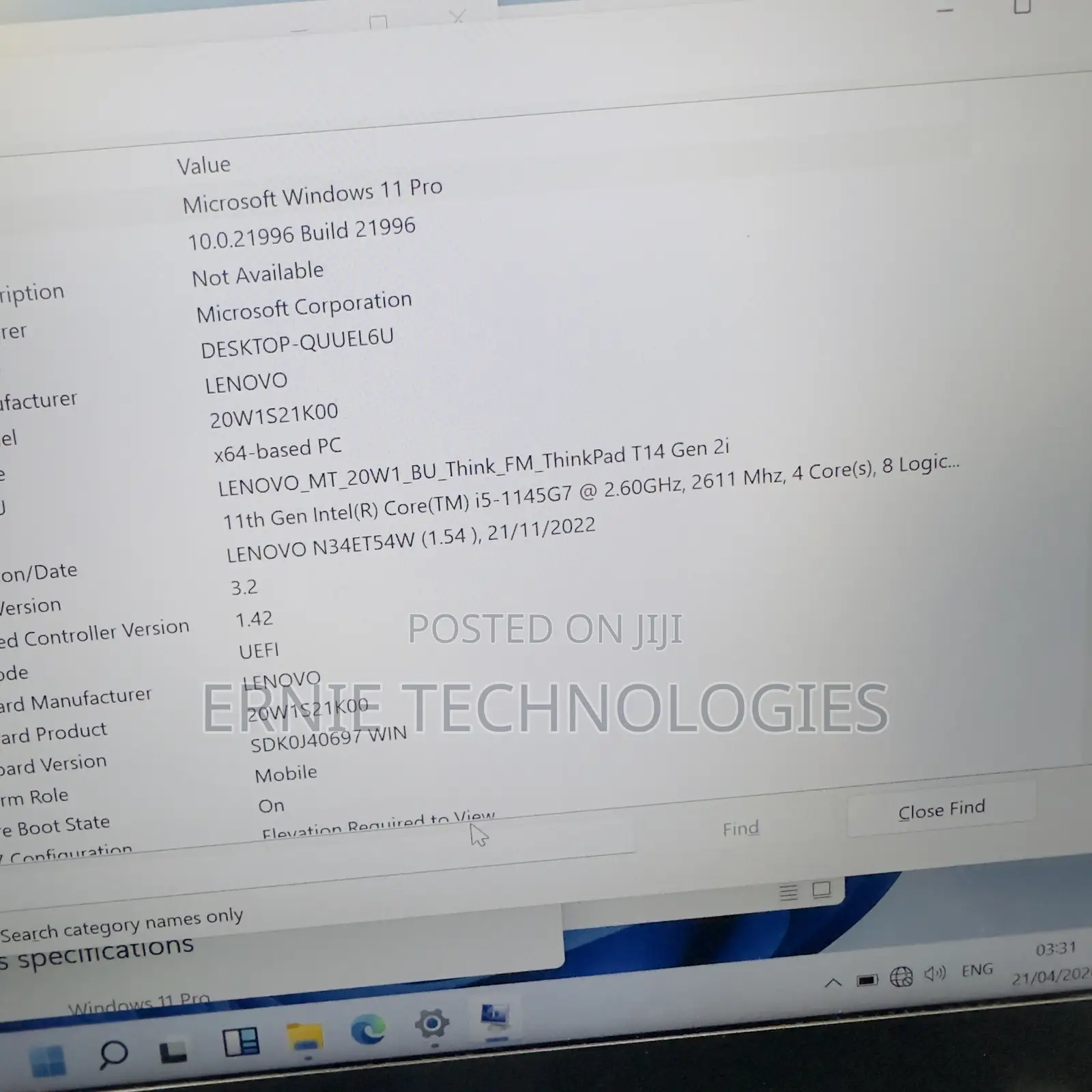 Laptop Lenovo ThinkPad T14 16GB Intel Core i5 SSD 256GB