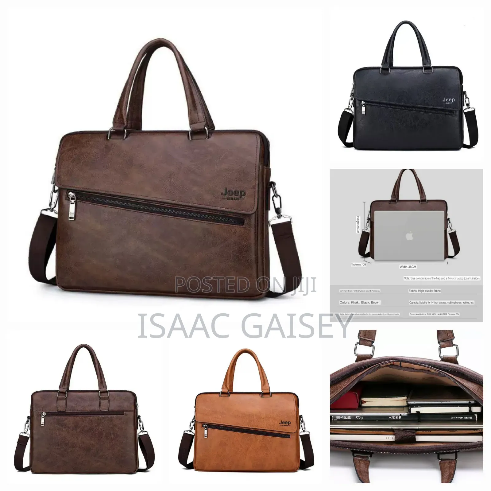 14" Jeep Leather Laptop Compartment Handbags in Different Colors