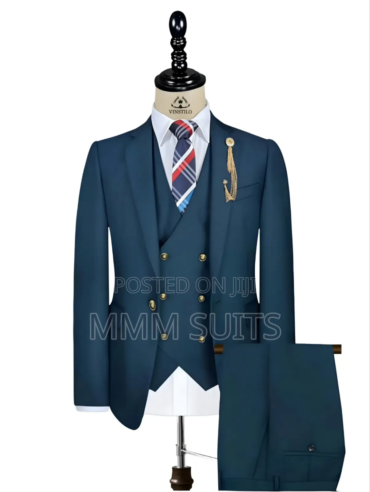 Classic Turkish 3-Piece Men Suit Teal Blue Colour With Gold Buttons
