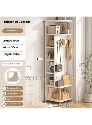 6 Compartments Corner Storage Cabinet With Coat Hanger