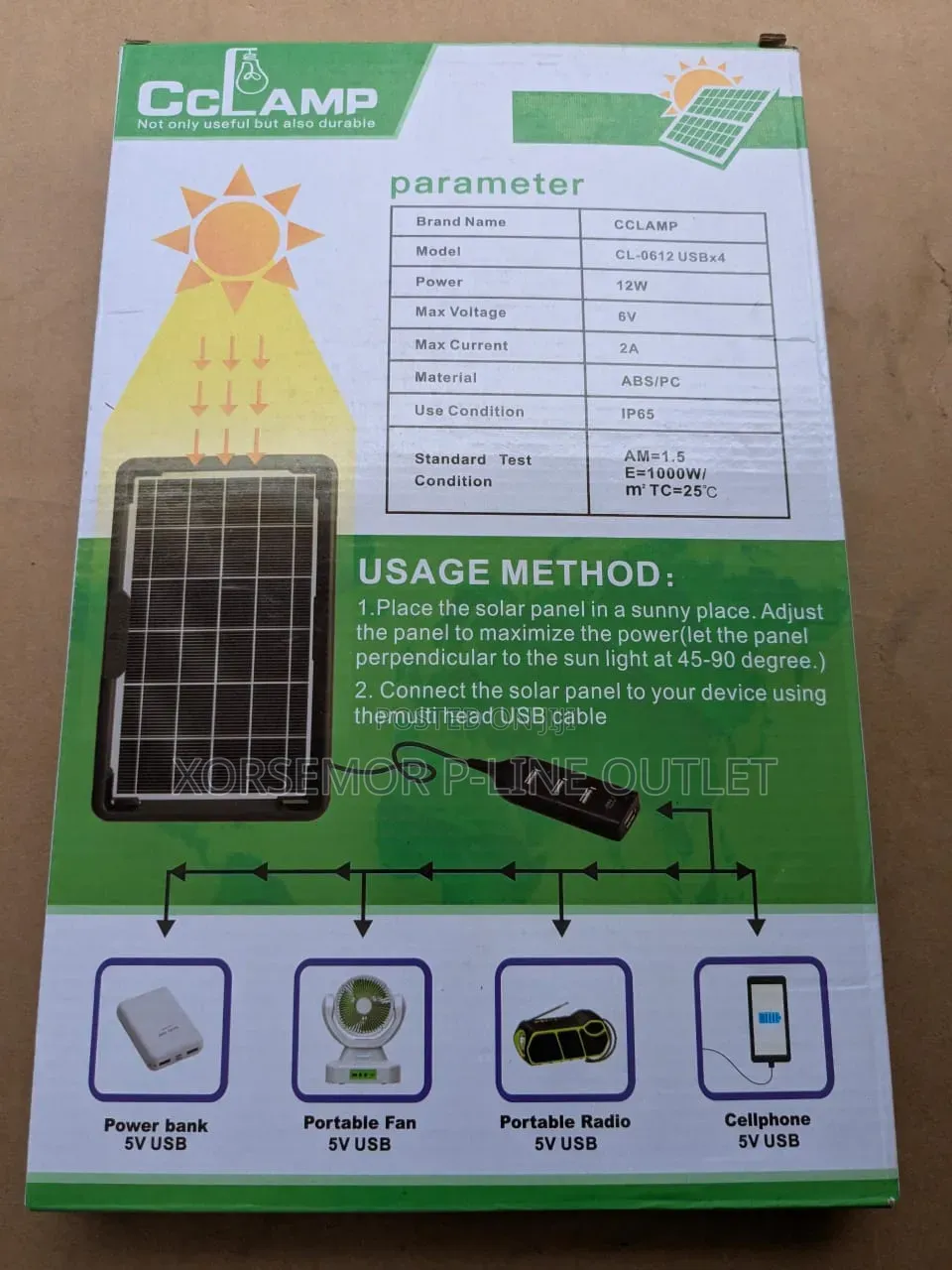 Solar Panel Cl-0612 Usbx4 12w 6v