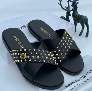 Aristocrats Luxe Studded Cross — Strap Slippers