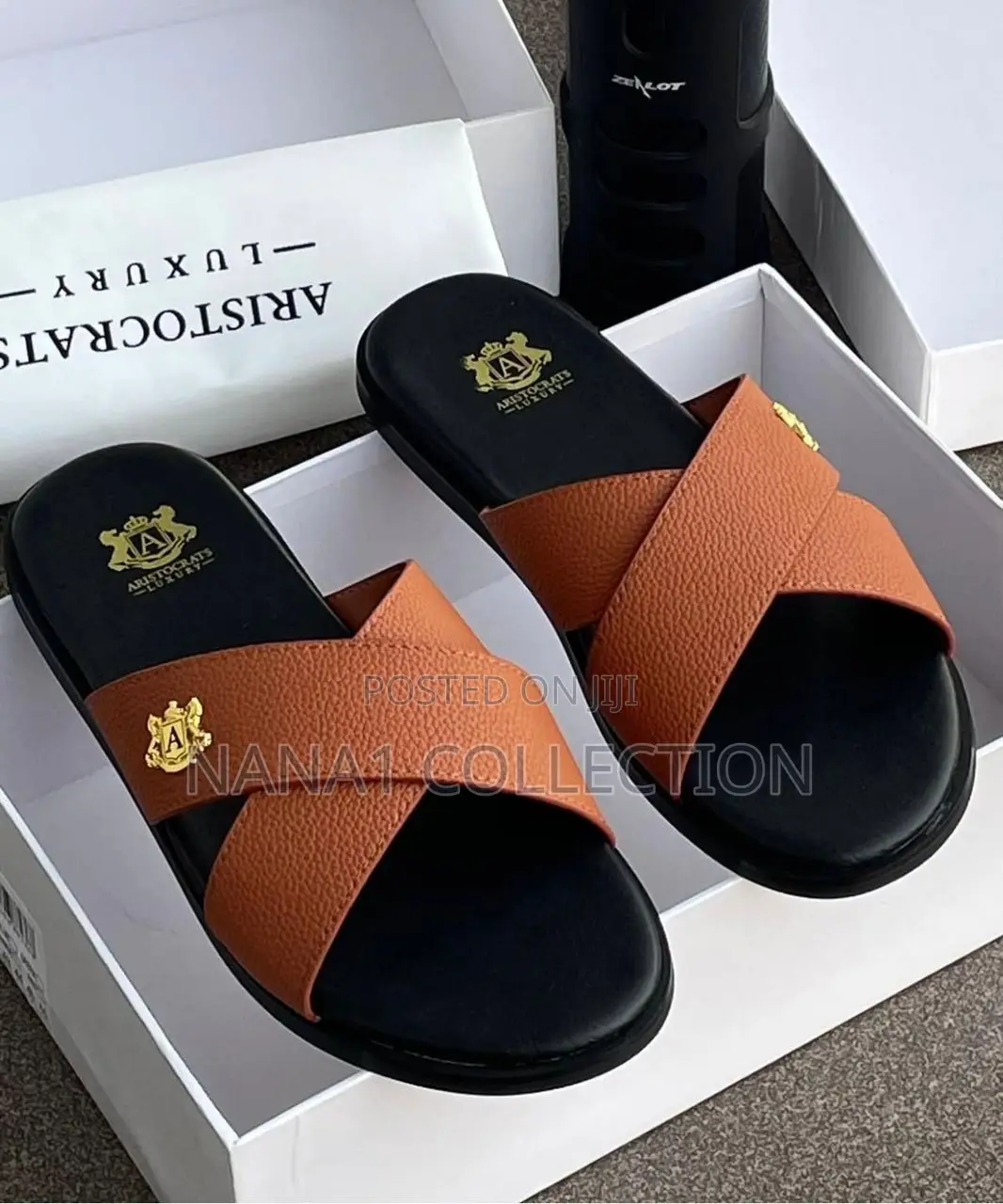 Aristocrats Leather Cross — Strap Slippers