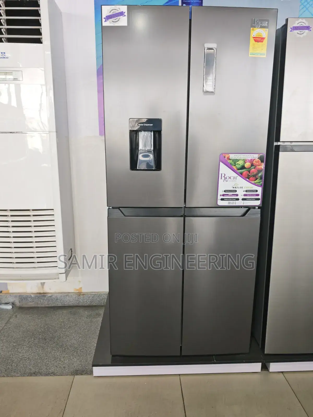 Roch RFR-500d4-B: 4-Door Glass Top-Mount Refrigerator