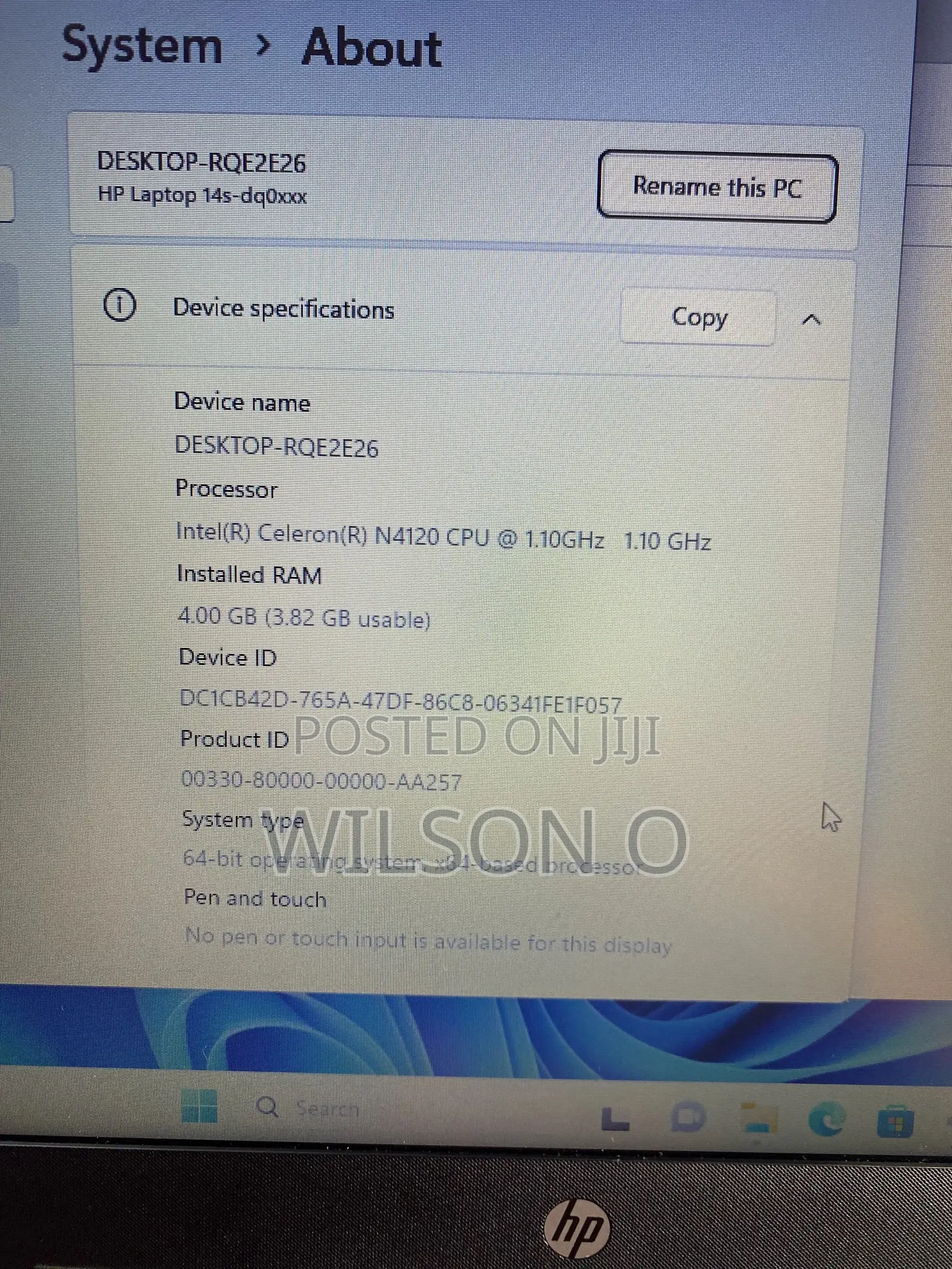 Laptop HP 14S 4GB Intel SSD 128GB