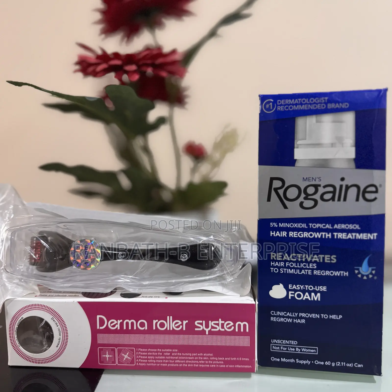Rogaine 5% Minoxidil Plus Derma Roller Combo