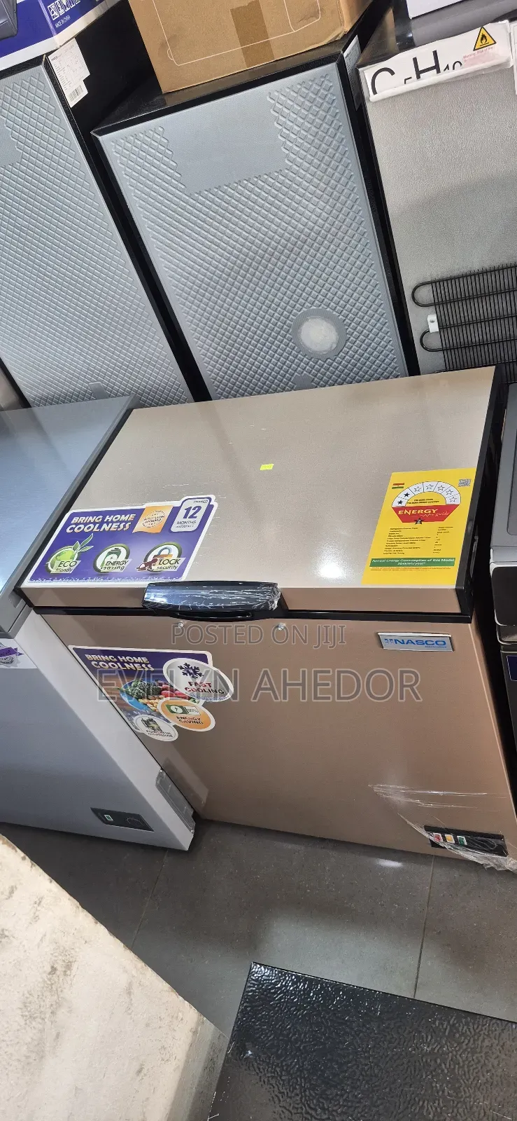 Nasco Gold Colour 150l With Sliding Glass on Top Available