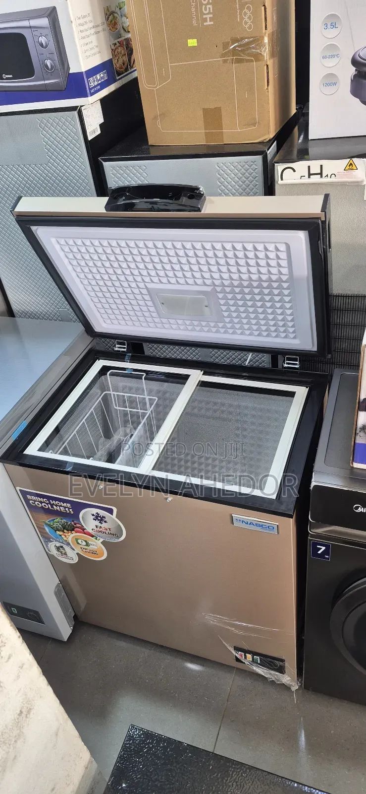 Nasco Gold Colour 150l With Sliding Glass on Top Available