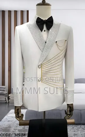 Eloquent 2-Piece Turkish Double-Breasted Men's Suit With Stones.
